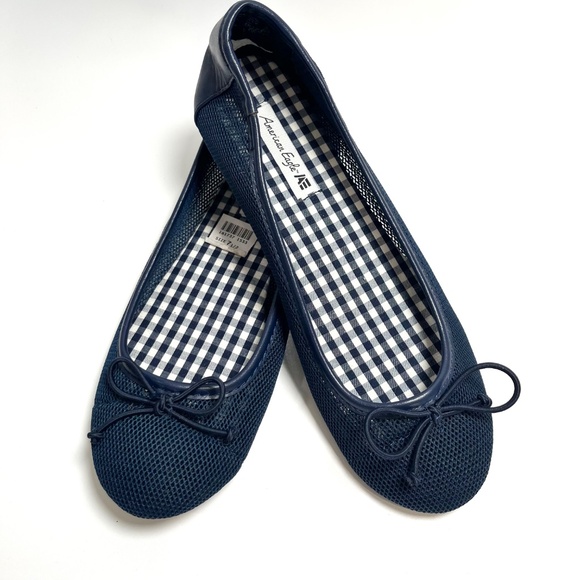 American Eagle Navy Mesh Ballet Flats Size 7.5 Slip On - Picture 3 of 6